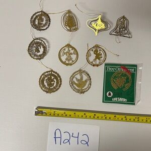 Lot of 10 Vintage Gold Holiday Ornaments
